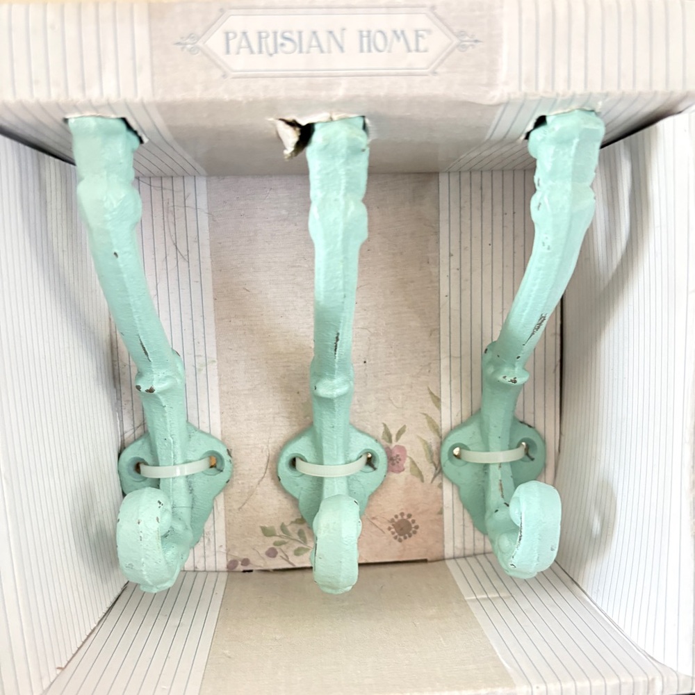 Parisian Home cast iron hooks. Set of 3. Brand new NWT